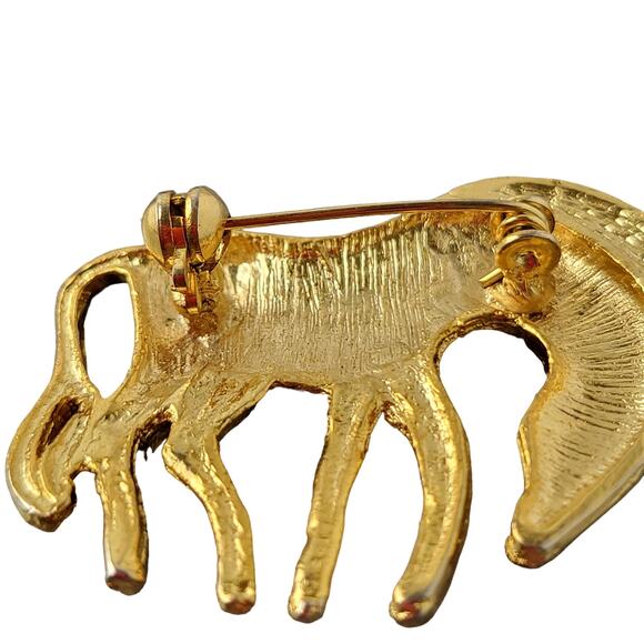 Vintage Gold-tone Zebra Brooch Pin, Textured Design, 1.5 Inch - Picture 3 of 6